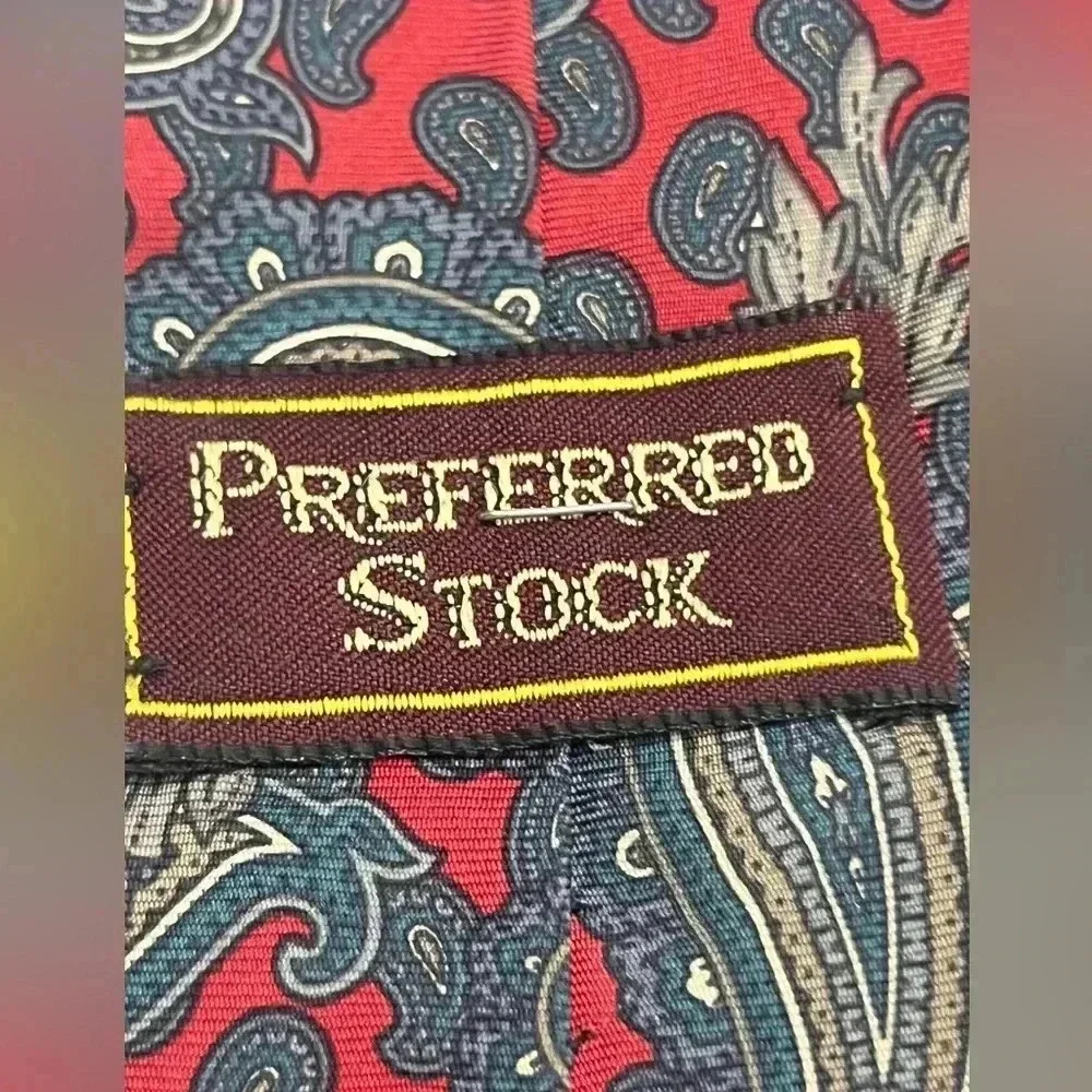 Preferred Stock Italian Silk Tie Paisley, Red teal accents